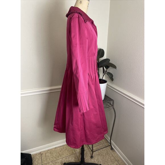 javier simorra barcelona, below the knee pink jacket, pleated, button up,size8 - Picture 10 of 11